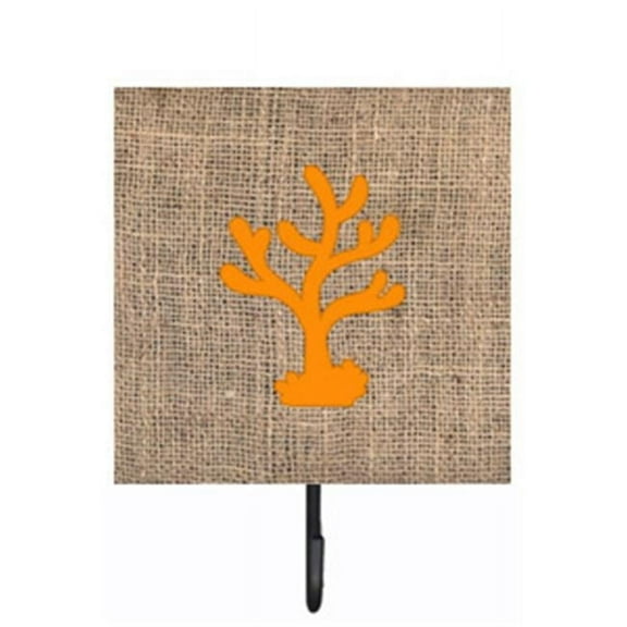 Carolines Treasures BB1101-BL-OR-SH4 Coral Burlap And Orange Leash Or Key Holder