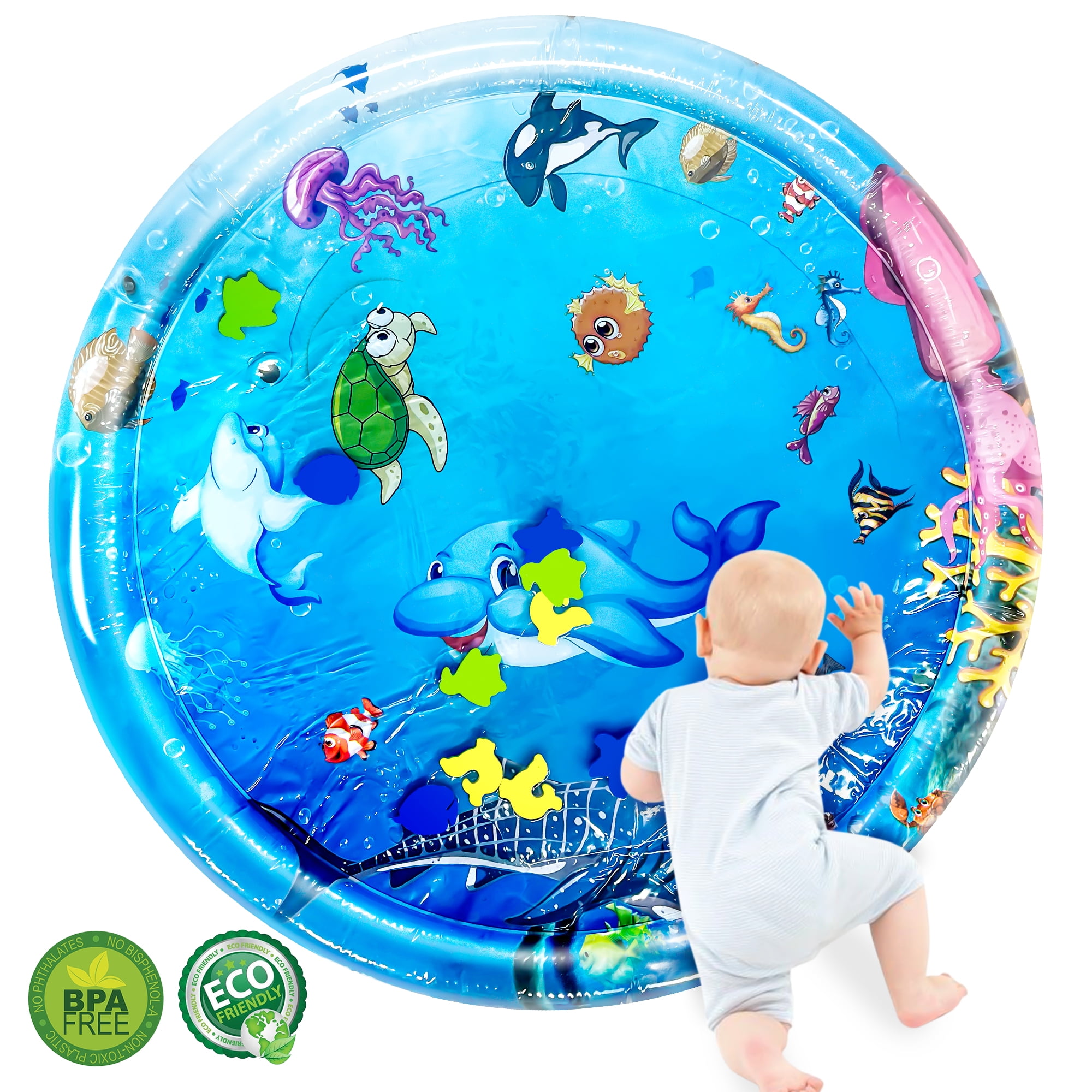 BUSATIA 40" Inflatable Tummy Time Water Play Mat photo 1