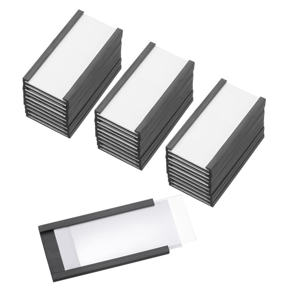 Uxcell Magnetic Label Holder 2" x 1" with Paper Inserts C Channel Magnetic File Labels Shelf Signs 50 Pcs