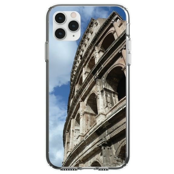 DistinctInk Clear Shockproof Hybrid Case for iPhone 13 PRO (6.1" Screen) - TPU Bumper, Acrylic Back, Tempered Glass Screen Protector - Roman Colosseum Rome