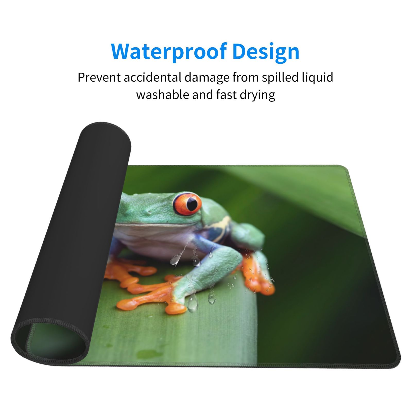 Xecao Red-Eyed Tree Frog for Waterproof Mouse Pad - Extended Contour Mouse Mat, Large Gaming Mousepad Laptop Keyboard Mat with Non-Slip Rubber Base