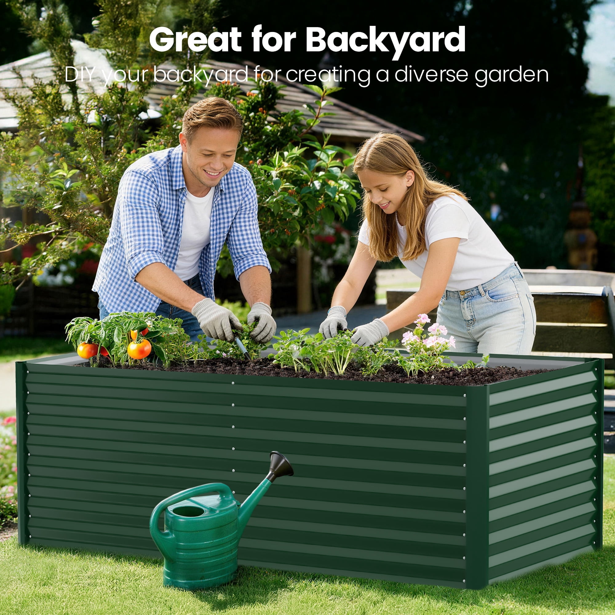 GVDV Raised Garden Bed 6x3x2ft Outdoor, Metal Raised Bed Kit for Backyard, Deep Root Planter Box for Gardening Vegetables, Fruits, Flowers, Rust-Proof, Easy Assembly