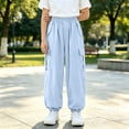 thumbnail image 4 of Splozh Cargo Pants for Girls Parachute Baggy Joggers Pants Kids Clothes with Pockets Hiking Outdoor Trousers Hiking Pants for Girls,Sky Blue,11-12 Years, 4 of 4