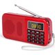 thumbnail image 1 of Portable Radio, FM Radio with Large Capacity Rechargeable Battery (3000mAh), Support MP3 / SD / USB / AUX, Red, 1 of 4