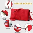 thumbnail image 5 of Crossbody Wallet Case for iPhone 16E, Premium PU Leather Phone Case with RFID Blocking Card Holder Zipper, Wrist Strap & Lanyard, Stand Purse Cover for iPhone 16E, Red, 5 of 8