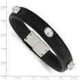 thumbnail image 3 of White Stainless Steel bracelet Cord, Leather & Rubber Black Cubic Zirconia CZ 8 in, 3 of 3