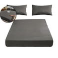 thumbnail image 1 of Silk Fitted Sheet Set 3 Pcs, Silk Bed Sheet Set with 16" Deep Pockets, Soft & Cooling Sheets, 1 Fitted Sheet, 2 Pillowcases with Zipper Closure, 1 of 6