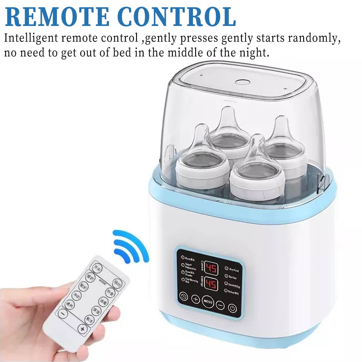 IFCOW Baby Bottle Warmer and Sterilizer, 8-in-1 Multifuntion Breast Milk Warmer and Sterilizer, LCD Display Accurate Temperature Adjustment & 24H Constant Mode, Fast Baby Food Heater for Twins, Blue