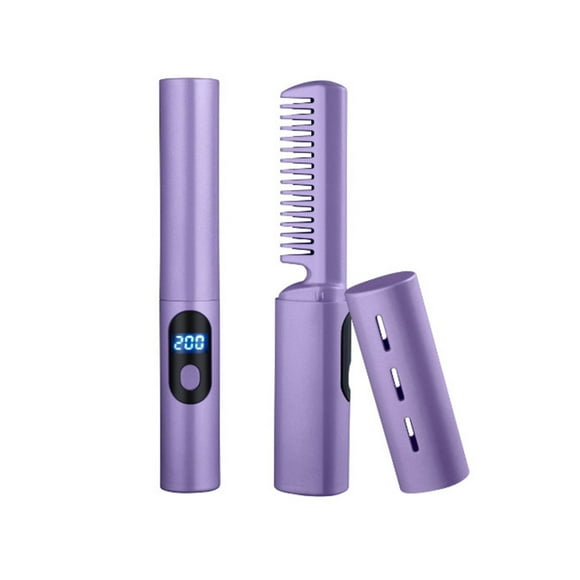Hgesaa Wireless Mini Hair Straightener Electric Straightening Comb 2 In 1 Anti Scald Hair Straightener Brush And Curler Portable Hair Straightener Heating Mini Straightener For Home