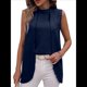 thumbnail image 2 of Camisetas Sin Mangas Informales de Negocios para Mujer, Atuendos de Verano Sin Mangas, Camisas de Trabajo Elegantes y de Moda de 2025. Azul Oscuro XXL, 2 of 8
