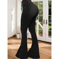 thumbnail image 4 of Women's Flared Jeans, High-Waist Stretch French-Style Jeans, Loose-Leg Buttoned Denim Pants, Flared Denim Jeans (S-5XL) Black M, 4 of 7