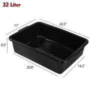 Aninhao 32 Liter Black Commercial Bus Tub, Extra Large Plastic Bus Box, 4 Pack