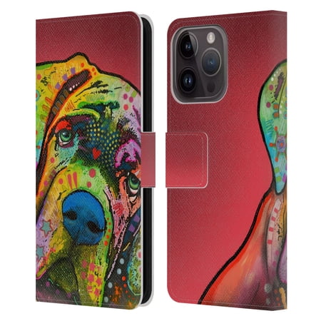 Head Case Designs Officially Licensed Dean Russo Dogs Mastiff Leather Book Wallet Case Cover Compatible with Apple iPhone 15 Pro