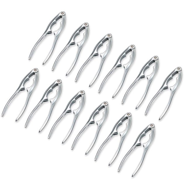 (Paquete de 12) galleta de langosta de 6 pulgadas, galleta de nuez y marisco, chapada en zinc con aleación de cromo, galletas de cangrejo profesionales Ormromra SNFLD1038