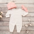 thumbnail image 4 of OLLUISNEO Newborn Baby Girls Romper Winter Romper Letter Print Round Neck Long Sleeve Jumpsuit With Hat Headband 3-6 Months White, 4 of 8