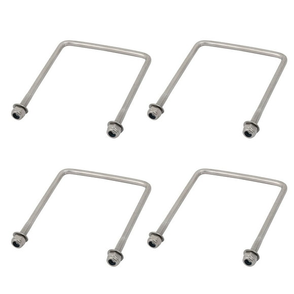 Unique Bargains M4 Thread 70mm Length 304 Stainless Steel Square U Bolt Silver Tone 4pcs
