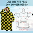 thumbnail image 4 of Oversized Wearable Blanket Hoodie,Yellow and Black Checkered Pattern Sherpa Blanket Hoodie with Super Pockets,Super Warm Fuzzy Pullover for Women & Men, 4 of 6