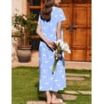 thumbnail image 4 of Ekouaer Nightgown for Women Cotton Long Night Gown Short Sleeve Nightdress with Pockets Button Sleepshirt Soft Sleepwear, 4 of 6