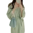 thumbnail image 3 of Camisón de cuadros estilo japonés, camisón de mujer de manga larga a cuadros, camisón largo para mujer, bata de baño a cuadros de otoño, compacta y ligera, 3 of 9