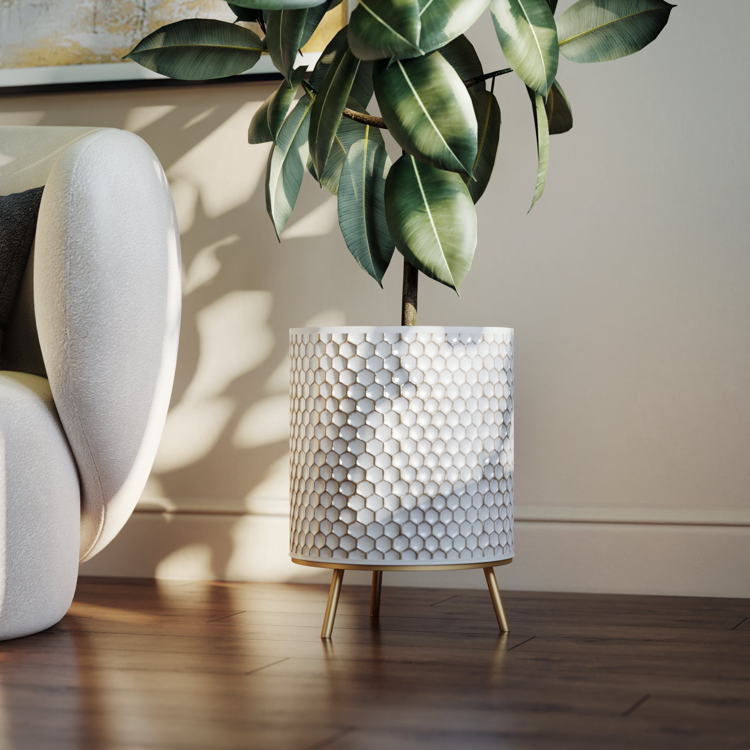 Aspire Home Accents Honeycomb Mid-Century 12.25" x16" H Multicolor Metal Plant Planter