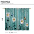 thumbnail image 2 of Farmhouse Teal Daisy Kitchen Curtains Rustic Wooden Country Small Short Cafe Window Curtains Vintage Flower Floral Rod Pocket Bathroom Drapes Treatment Tier Curtains 2 Panels (27.5x39 Inch), 2 of 6