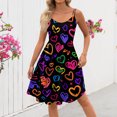 thumbnail image 4 of Valentines Day Dresses Sleeveless A-line with Heart Print Casual Fit Flare Summer Sundress Earthy Yellow 2XL, 4 of 4