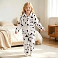 thumbnail image 2 of JAJAHO Girls Flannel Fluffy Pajama Cute Cow Print Long Sleeve Button Down Sleepwear 2 Piece Pjs For Kids 18M-13Y, 2 of 6