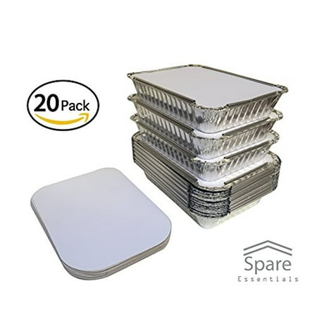 - 20 Pack - Aluminum Foil Pan Containers with Lids Take Out Pans Food Containers Disposable Easy Pack 2.25Lb Capacity 8.5