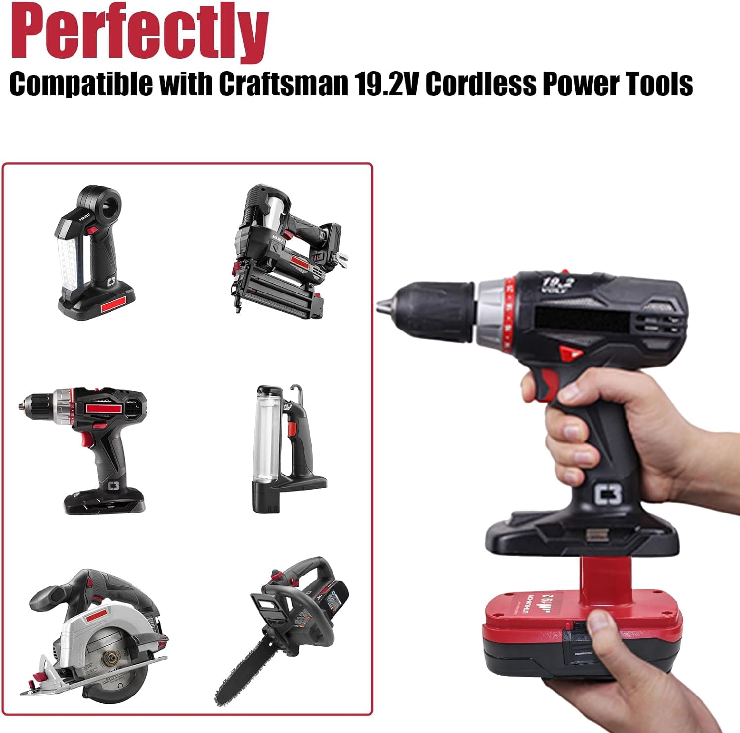 Ohyes Bat 3000mAh Power Tool Battery With User Manual, for