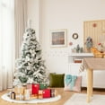 thumbnail image 1 of Gymax 5 FT Artificial Snow Flocked Christmas Tree Hinged Xmas Tree w/ Metal Stand, 1 of 10