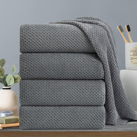 Juego de toallas de baño Hailea Gray, 600 g/m², 4 unidades, 90 x 180 cm, microfibra