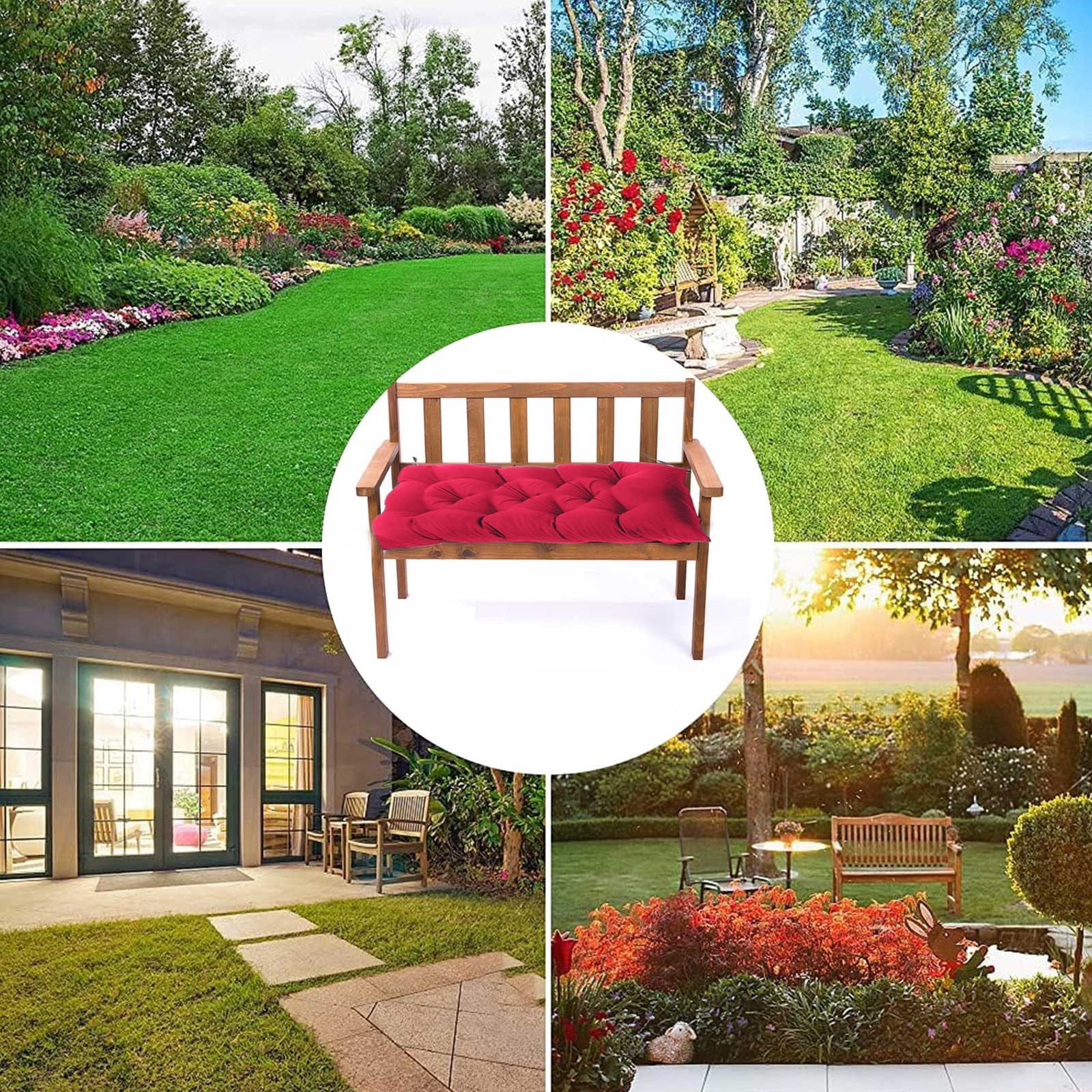Zzbeans Super Soft Watertight Cushion Pad, Replacement Outdoor Cushion for Patio Furniture Chair, Thick Polyester Indoor Outdoor Seat Cushion for Garden Lounger Dining Set, Red