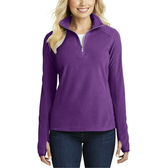 JustBlanks Ladies Microfleece 1 2 Zip Pullover Soft Polyester Fleece Long Sleeve