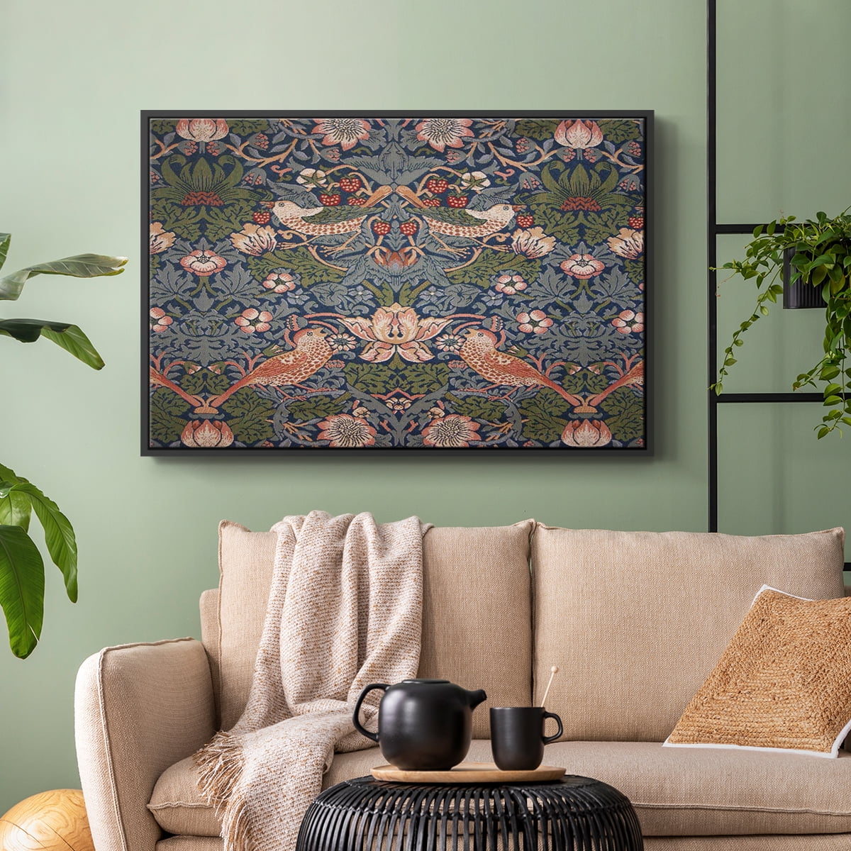 Vintage Abstract Print-LVIII Framed in Black Wood Gallery Wrapped Canvas 17 in. x 25 in.
