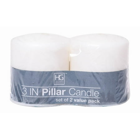 Spa Pillar Candle - Hosley's 2 Pack White Unscented Pillar Candle- 3' High. Ideal for Wedding, Church, Vigil, Emergency Lanterns, Spa, Aromatherapy, Party, Reiki, Candle Garden. W1