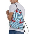 thumbnail image 5 of Japuie Red Funny Crab on Blue Stripe Print Drawstring Backpack,Drawstring Bags, Draw String Back Bag,Sport Gym Bag for Sports, Gym, Travel, Swimming, Beach -Small, 5 of 7