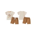 thumbnail image 2 of BemeyourBBs Toddler Baby Boys Summer Clothes Newborn Infant Baby Boy Farm Animal Fishing Outfits Animals Fish Letter Print Short Sleeve T-Shirts Elastic Waist Pockets Shorts 2Pcs Set, 2 of 9
