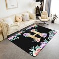 thumbnail image 1 of Erosebridal Initial Letter H Rugs For Bedroom 4'11" x 3'3", Floral Flower Living Room Carpet, Monogrammed Bedroom Rugs, Living Room Rug Bedroom Decoration, Non Slip, 1 of 5