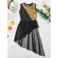 thumbnail image 6 of Aislor Kids Girls Ballet Dance Costume Sleeveless Leotard with Mesh Irregular Hem Skirt 6-16 A Black 12, 6 of 7