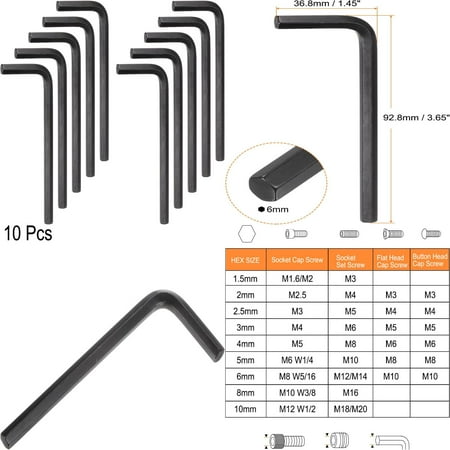 

Top Choice High Quality Durable 10pcs Metric L Shaped Hex Key Wrench Set - Reliable and Efficient Toolkit for Various Repairing Tasks - Ideal for DIY Projects and Professional Use - With