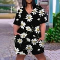 thumbnail image 5 of Plus Size Short Sleeve Rompers for Women Summer Loose Fit V Neck Camo T Shirt Romper Shorts with Pockets XL-5XL (XL, Black 01), 5 of 5