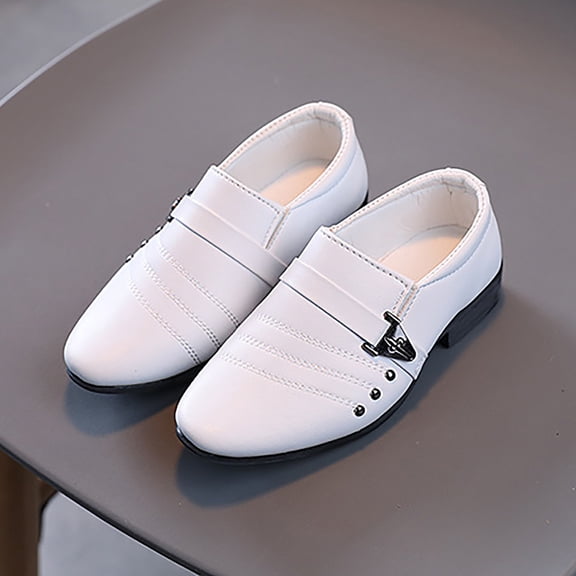 YMNXA Toddler Kids Boys Shoes Soft Sole Non Closed Toe Solid Color Comfortable Fashion Performance Shoes For Wedding Birthday Party,White,3-3.5 Years