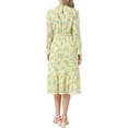 thumbnail image 3 of INSPIRE CHIC Women's Dress Floral Mock Neck Ruffle Long Sleeve Flowy Chiffon A-Line Midi Dresses L Yellow, 3 of 6