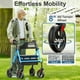 thumbnail image 4 of Andador plegable HOMLAND con asiento para personas mayores, ruedas grandes de 8", capacidad de peso de 350 lb, asas y altura del asiento ajustables, andador ligero con ruedas, azul claro, 4 of 5