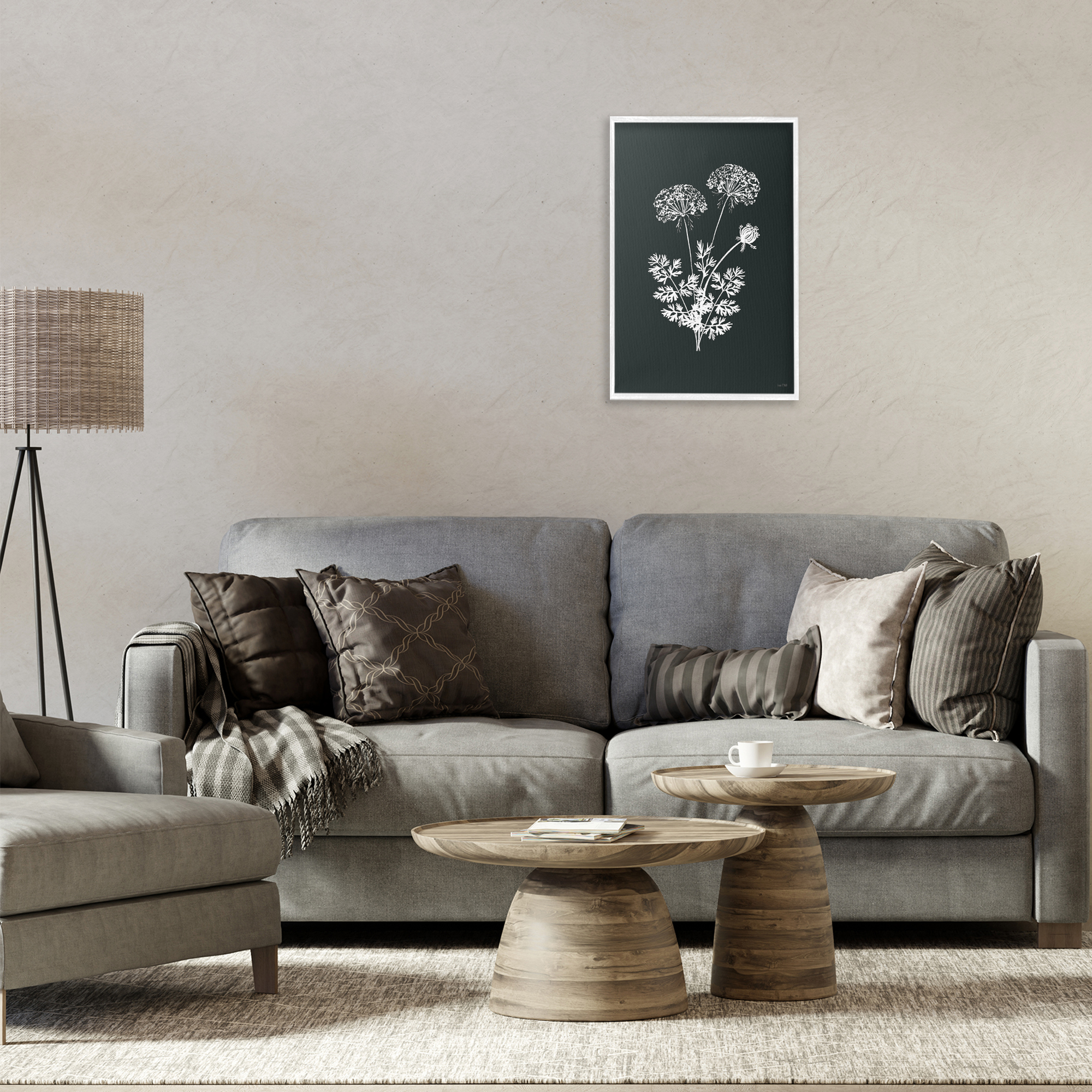 Stupell Industries Black Herb Bunches Botanical & Floral Painting White Framed Art Print Wall Art, 16 x 24