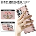 thumbnail image 4 of for Samsung Galaxy S22 Ultra Wallet Case with Card Holder Women Men, Flip PU Leather Kickstand Shockproof Protective Phone Cover Magnetic Clasp 360 Rotation Ring Stand for Samsung S22 Ultra, Rosegold, 4 of 7
