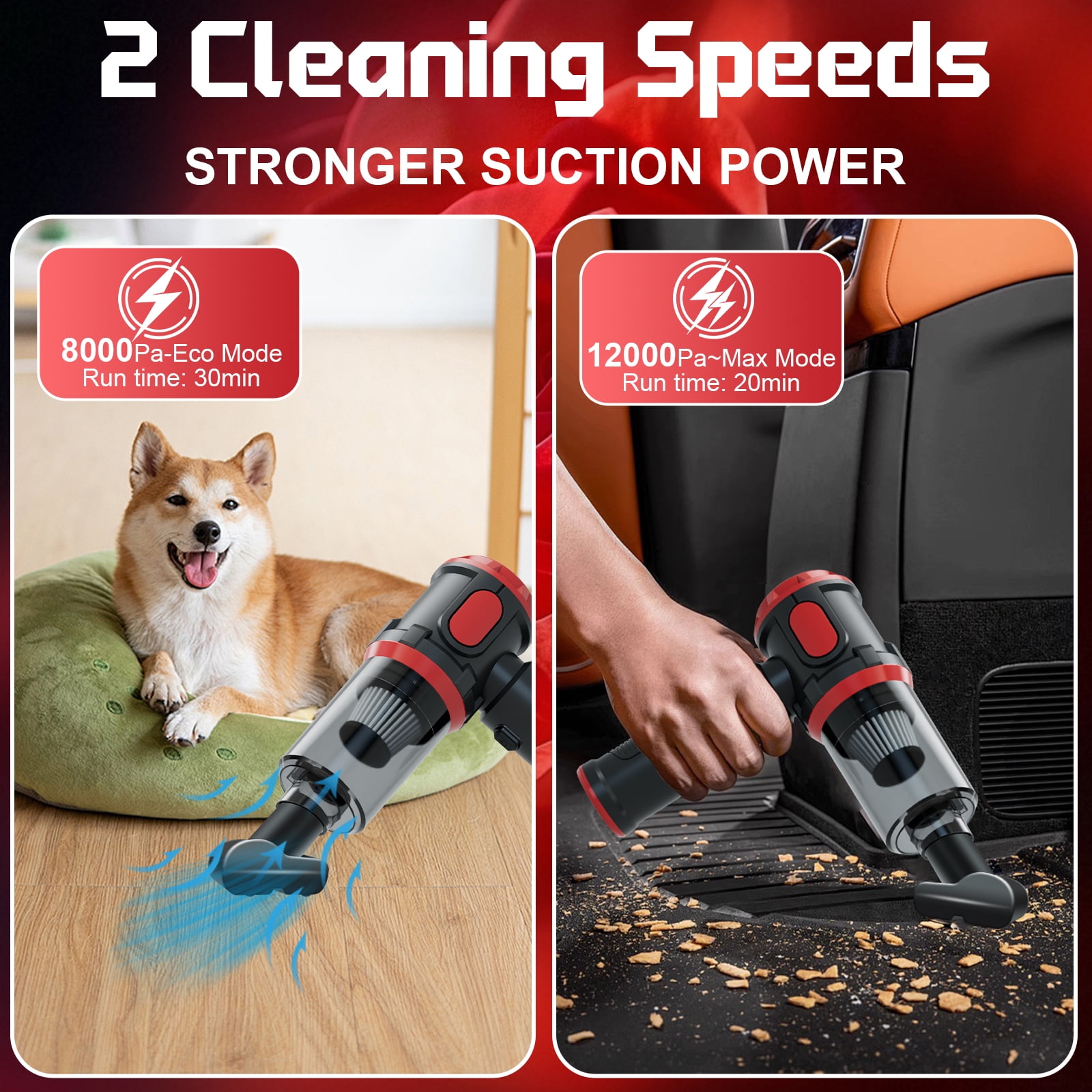 Handheld Car Vacuum Cleaner, 12000PA High Power Cordless Vacuum Cleaner & Air Duster, Portable Mini Vacuum for Car, Office