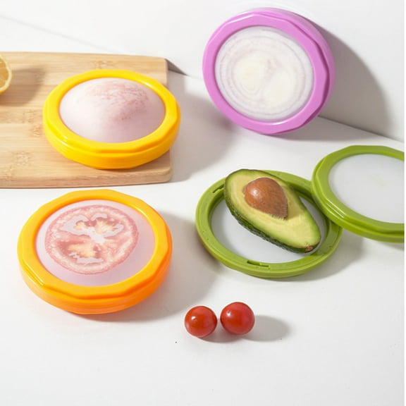Avocado Saver and Onion Storage - 4-Piece Set Silicone Food Storage Containers, Multifunctional and Perfect for Lemons, Cheese, Tomatoes, Potatoes, Garlic
