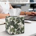 thumbnail image 4 of COEQINE PU Leather Square Tissue Box Cover, Snap Closure for Easy Refill & Storage, Universal Decorative Tissue Holder for Home Bedroom Car Office Desk, Vintage Monstera Leaf, 4 of 7