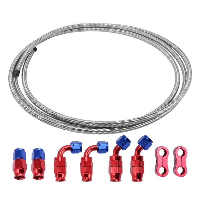 Unique Bargains AN6 Fuel Line Kit 12ft Vacuum Hose Automotive Fuel Hose with Adapters 1 Set